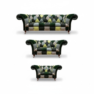 Multicolored Sofa Set 3-piece Designer Furniture Sofas Couches Modern Armchair Chesterfield