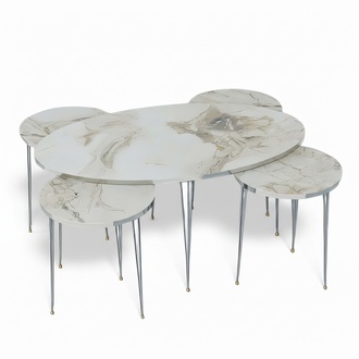 Modern gray wooden coffee table with side tables set