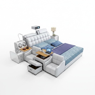 Multifunctional Bed Boxes Luxury Design Leather Beds Hotel Double New