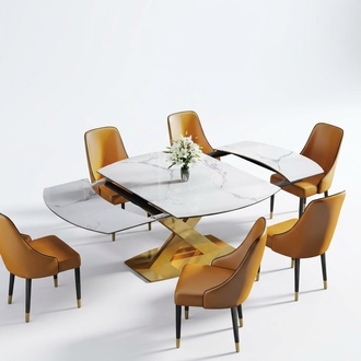 Multifunction Style Furniture Dining Room Group Seat Upholstery Table Set 7pcs.Table