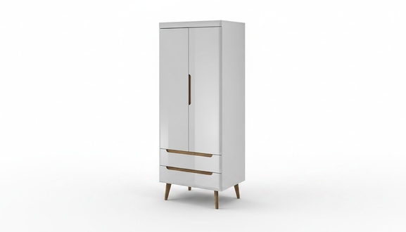 Modern style gloss wardrobe made of MDF with 2-swing doors & 2-sliding drawers 80cm