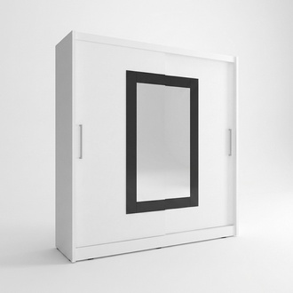 Modern style designer wardrobe made of MDF 200cm with massive rectangular mirror & 2-floating doors