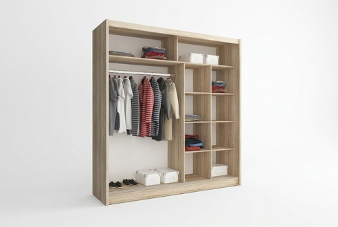 XXL massive designer wardrobe in modern style made of MDF material with 2-sliding doors 180cm