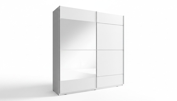 Modern style designer wardrobe 150cm made of MDF with rectangular mirror & 2-floating doors