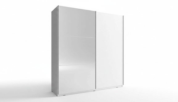 Designer wardrobe made of MDF in modern style with 2-floating doors & massive rectangular mirror