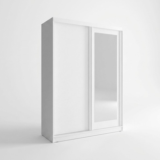 Designer wardrobe made of real MDF frame with 2-sliding drawers & massive mirror 150cm