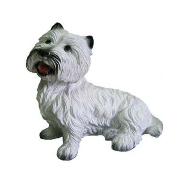 Decorative sculpture designed as a white colored shaggy dog 40cm WG2020 N26