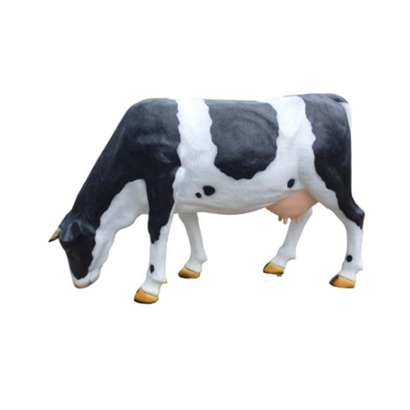 Decorative garden sculpture designed as black-white cow figure 210cm length