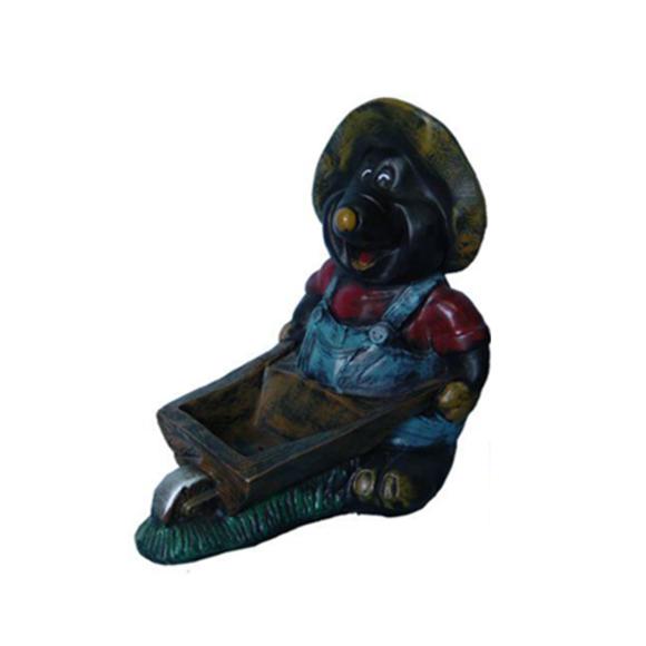 Decorative sculpture designed as a colorful mole gardener with a wheelbarrow 45cm