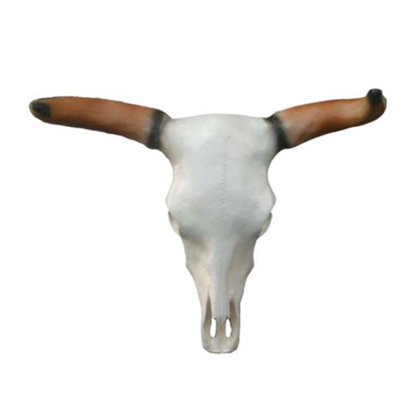 Decorative wall sculpture designed as a white colored skull of a bull 64cm