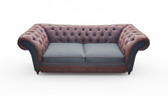 New Luxury Sofa Couch Two Seater Brown Leather Living Room Chesterfield