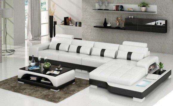 Leather L-shape living area Couch Big XXL sofa upholstered corner set New W/S