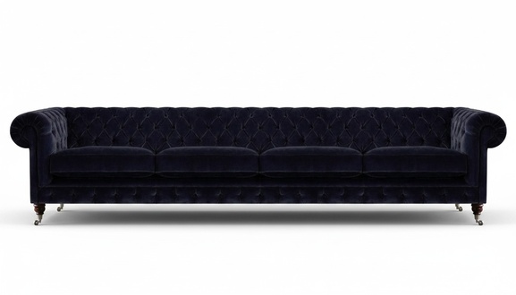 Living Room Chesterfield Black Sofa Four Seater Modern New Furnishings