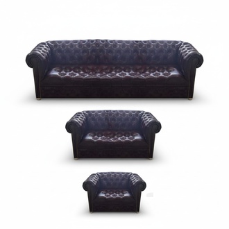 New Leather complete 3-piece sofa set living room luxury upholstered furniture