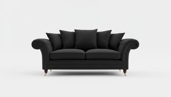 New! Sofa 3 seater couch Chesterfield upholstery seat set leather textile black