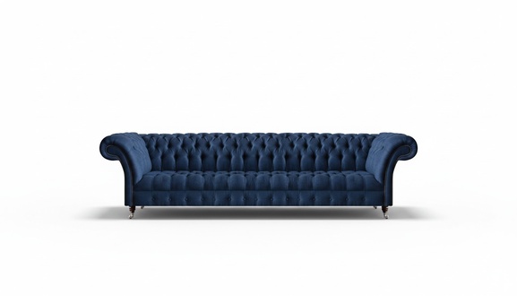 Noble Chesterfield Blue Upholstery Four Seater Living Room Couches Sofas