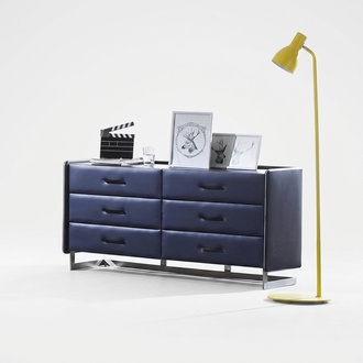 Fine Design Chest of Drawers Leather XXL Big Chests of Drawers Luxury Black Cabinet Sideboard New