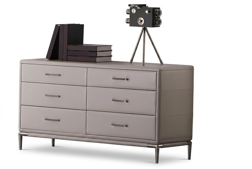 Fine Design Chest of Drawers Leather XXL Chests of Drawers Luxury Grey Cabinet Sideboard Low Board