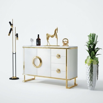 Fine Design Chest of Drawers Sideboard Italian Chests of Drawers Lowboards Leather White Furniture