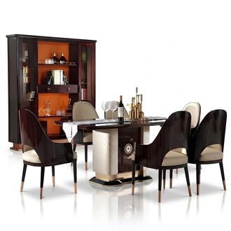 Noble Design Table 6x Armchairs Chairs Dining Room Seat Upholstery Luxury Tables Set