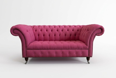 Noble designer couch 2 seater Chesterfield couches sofas velvet fabric textile sofa