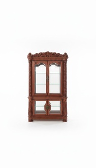 Baroque style made of real wooden living room showcase/cupboard with 4-swing doors