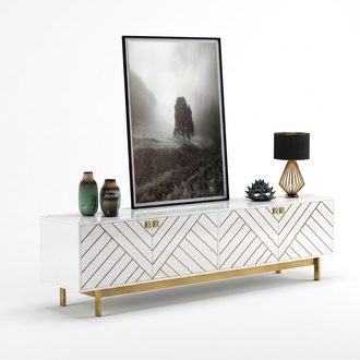 Noble High Gloss Chest of Drawers Stainless Steel Sideboard Chests of Drawers USA Luxury Class Side Board