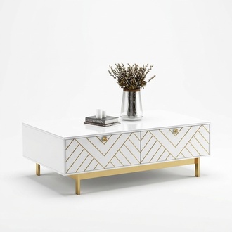 Noble High Gloss Coffee Table Stainless Steel Sofa Side Table USA Luxury Class