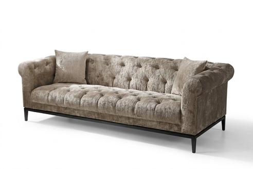 Noble luxury Chesterfield sofa 3-Seater Brown couch upholstery fabric Textile Modern Style New