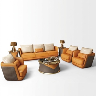 Precious Luxury Class Living Room Set Sofa Couch Upholstery 7pcs Set Leather