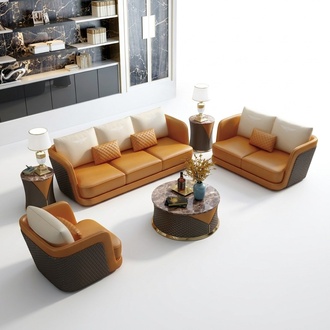 Noble luxury class living room set sofa couch upholstery 6-piece set leather