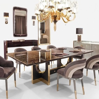 Noble Luxury Design Table Dining Room Living Tables Glass Furniture Metal Modern Baroque