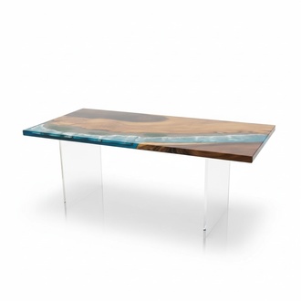 Ocean Table Epoxy Resin Design Tables Luxury Wood Dining Furniture Solid Wood New