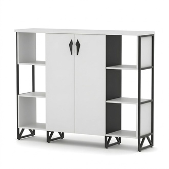Office cabinet, bookshelf, side cabinet, white, home office, office furniture.