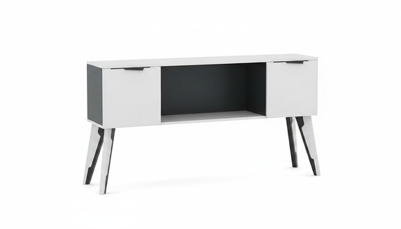 Office cabinet, side cabinet, nightstand with drawers, white-black.