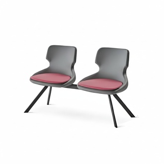 Office Chairs Modern Office Workspace Black Burgundy Leather 2-Seater