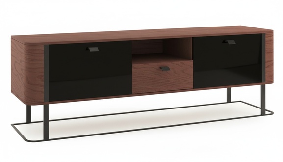 Modern style made of real wooden TV lowboard with 3-sliding drawers & shelf, model - GR - RTV