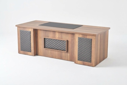 Brown Black Two-Colored Office Desk Rectangular Shape Modern Study Room