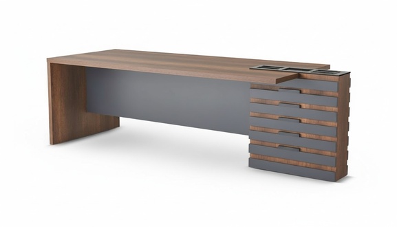 Brown Gray Two-Color Office Desk Modern Design Rectangular Workspace