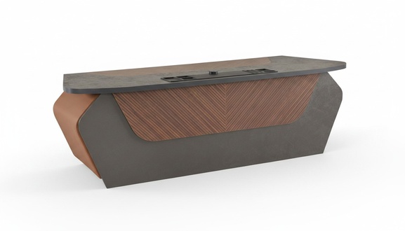 Brown Gray Office Desk Two-Tone Modern Design Rectangular Table