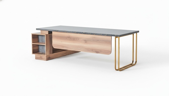 Office desk brown gray two-colored modern design rectangular for the study.