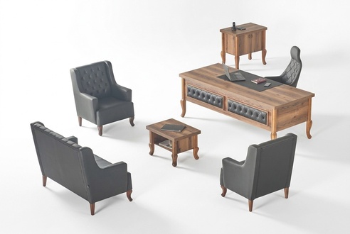 Complete office furniture office desk executive chair sideboard wood leather sofas