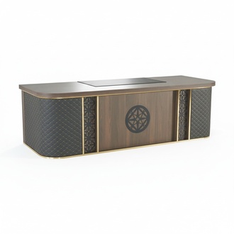 Office Desk Modern Design Brown Black Two-Colored Rectangular Shape Style