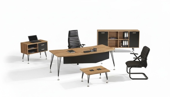 Office desk Office furniture Complete office desk set 4 pcs wood black