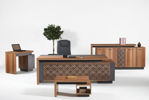 Office desk Office furniture Complete office desk set 4 pcs wood brown Office