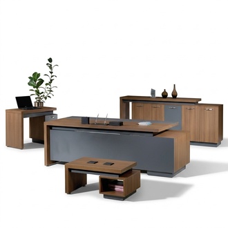 Office desk Office furniture complete office desk set 4 pcs wood brown