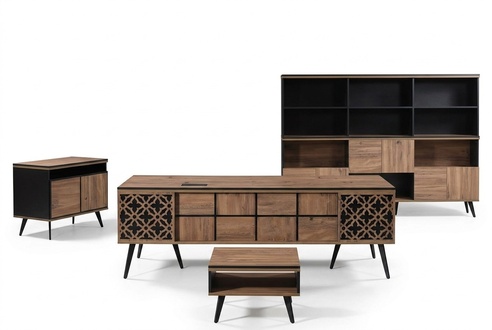 Office desk study furniture complete office desk 4 pcs wood brown