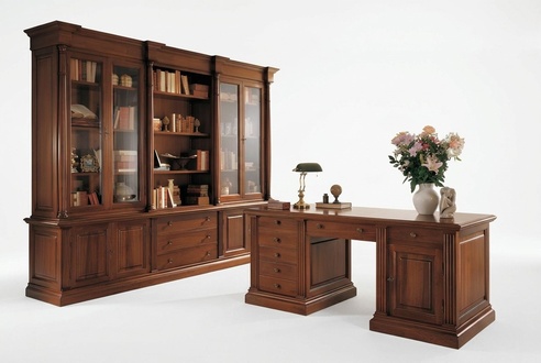 Office furnishings solid wood desk bookcase table shelf cupboard 2-piece