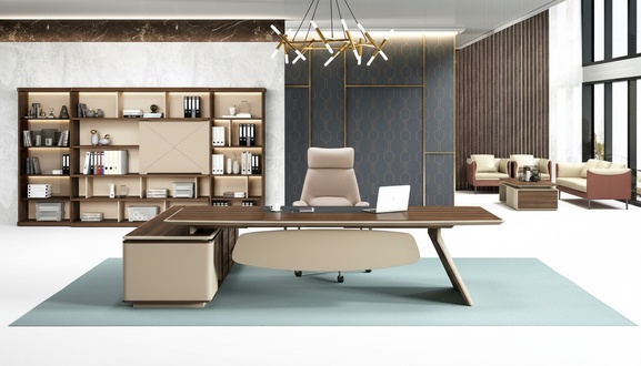 Office furniture 2 pieces. Set desk tables shelf boss table + filing cabinet