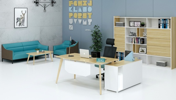 Office furniture 2 parts Boss table + filing cabinet shelf set desk tables